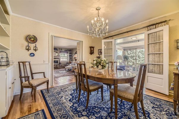 Chandelier, Dining room, Fireplace, Interior, Living room, Wood Texture Flooring