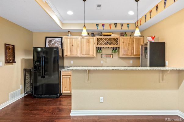 Interior, Kitchen, Pendant Lights, Recessed Lighting, Wood Texture Flooring