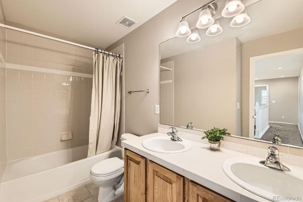 Bathroom, Dual Sink Vanities, Glass Shower, Interior, Tile Countertops