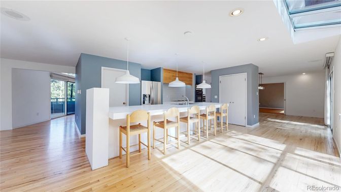 Interior, Kitchen, Pendant Lights, Recessed Lighting, Wood Texture Flooring