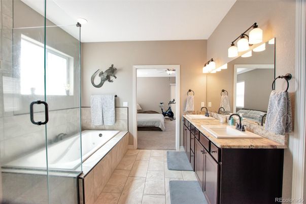 Bathroom, Bedroom, Dual Sink Vanities, Glass Shower, Interior