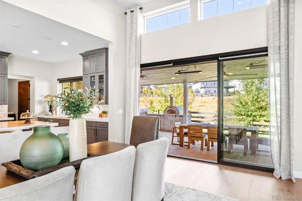 Dining room, Interior, Recessed Lighting, Wood Texture Flooring