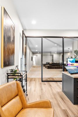 Interior, Living room, Pendant Lights, Recessed Lighting, Wood Texture Flooring