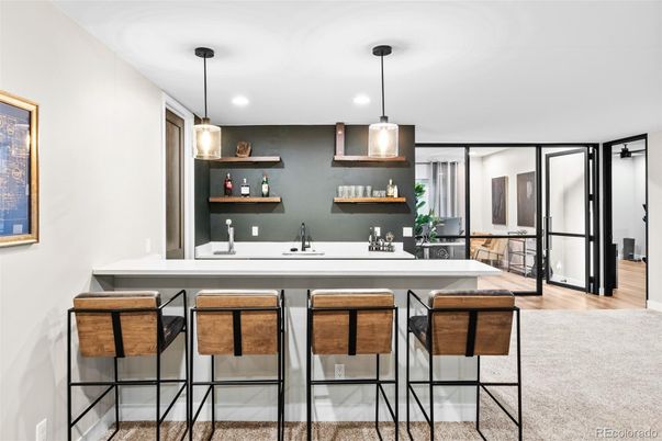 Interior, Kitchen, Pendant Lights, Recessed Lighting, Wood Texture Flooring
