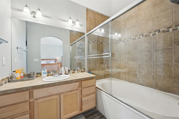 Bathroom, Dual Sink Vanities, Glass Shower, Interior, Tile Countertops