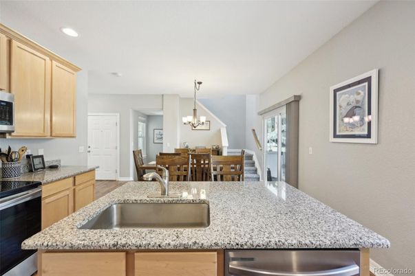 Chandelier, Dining room, Interior, Kitchen, Recessed Lighting, Wood Texture Flooring