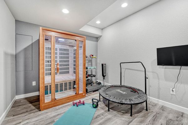 Fitness Equipment, Interior, Recessed Lighting, Wood Texture Flooring