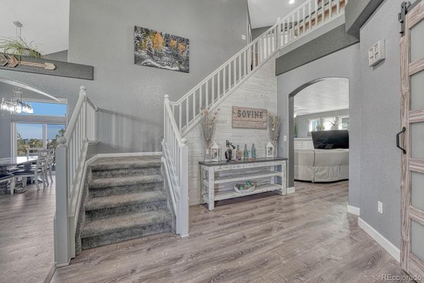 Bedroom, Dining room, Interior, Recessed Lighting, Wood Texture Flooring