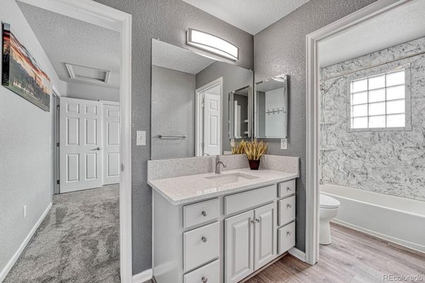 Bathroom, Interior, Marble Walls, Wood Texture Flooring