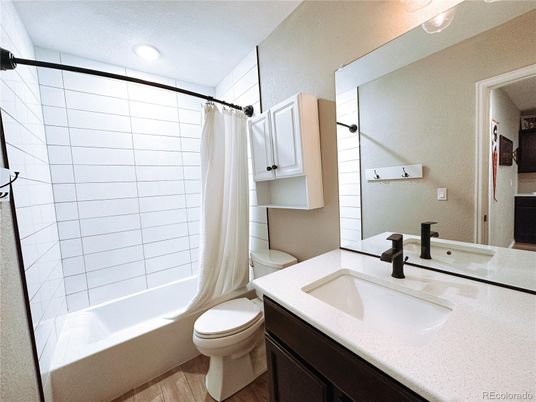 Bathroom, Interior, Recessed Lighting, Wood Texture Flooring