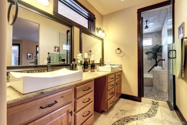 Bathroom, Dual Sink Vanities, Glass Shower, Interior