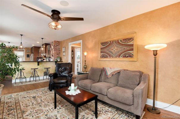 Interior, Kitchen, Living room, Pendant Lights, Stainless Steel Appliances, Wood Texture Flooring