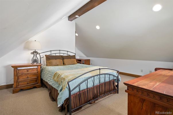 Bedroom, Interior, Recessed Lighting, Wooden Beams