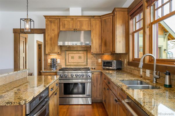 Interior, Kitchen, Pendant Lights, Stainless Steel Appliances, Wood Texture Flooring