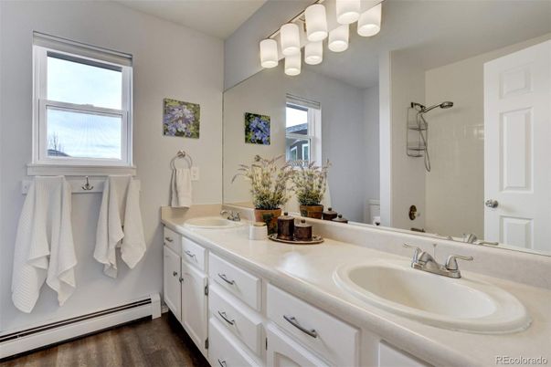 Bathroom, Dual Sink Vanities, Interior, Wood Texture Flooring
