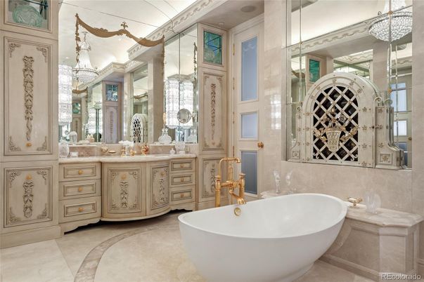 Bathroom, Dual Sink Vanities, Free Standing Baths, Glass Shower, Interior, Recessed Lighting