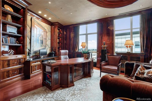 Home Office, Interior, Recessed Lighting, Wood Texture Flooring