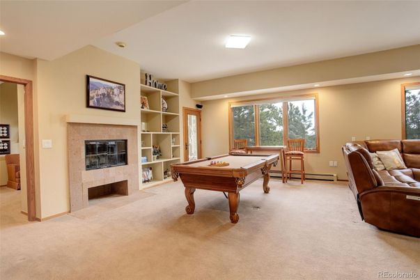 Billiard Table, Fireplace, Game Room, Interior, Recessed Lighting