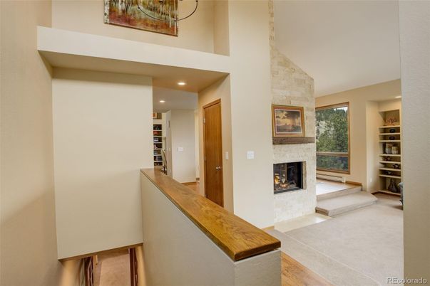 Fireplace, Interior, Recessed Lighting, Wood Texture Flooring