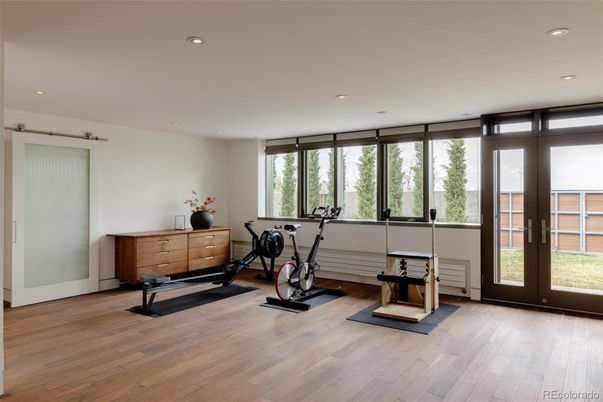 Fitness Equipment, Interior, Recessed Lighting, Wood Texture Flooring