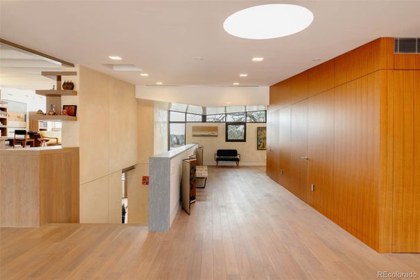Interior, Recessed Lighting, Wood Texture Flooring, Wooden Walls