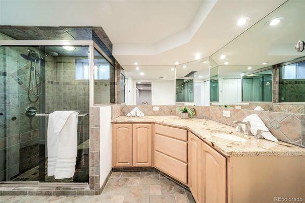 Bathroom, Dual Sink Vanities, Glass Shower, Interior, Recessed Lighting