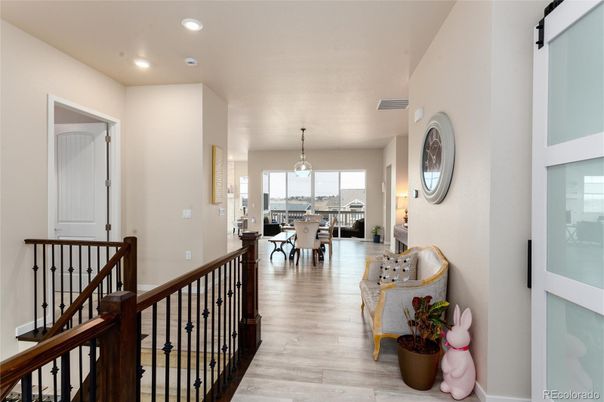 Dining room, Interior, Pendant Lights, Recessed Lighting, Wood Texture Flooring