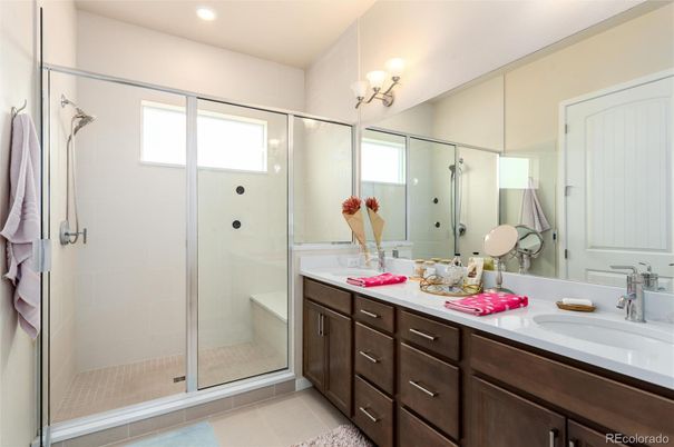 Bathroom, Dual Sink Vanities, Glass Shower, Interior, Recessed Lighting