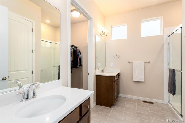 Bathroom, Dual Sink Vanities, Glass Shower, Interior, Recessed Lighting