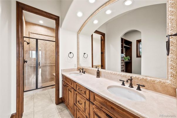 Bathroom, Dual Sink Vanities, Glass Shower, Interior, Recessed Lighting