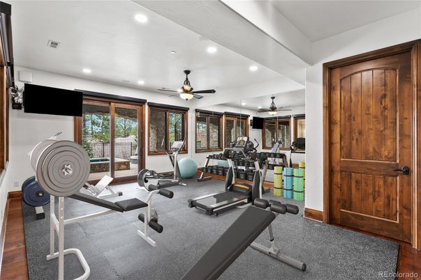 Fitness Equipment, Interior, Recessed Lighting, Wood Texture Flooring