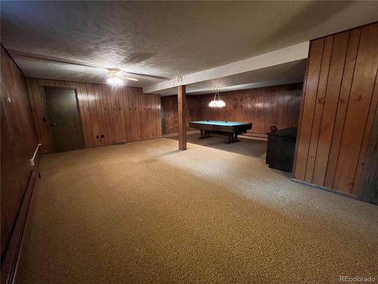 Billiard Table, Game Room, Interior, Pendant Lights, Wooden Walls