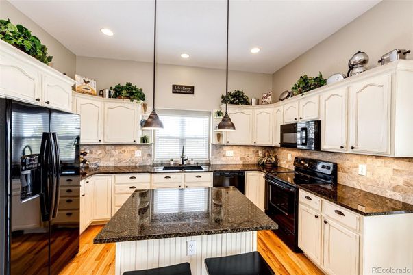 Interior, Kitchen, Pendant Lights, Recessed Lighting, Wood Texture Flooring