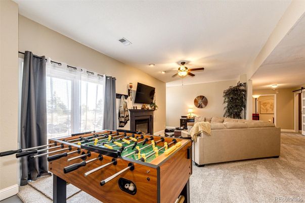 Fireplace, Game Room, Interior, Living room, Recessed Lighting