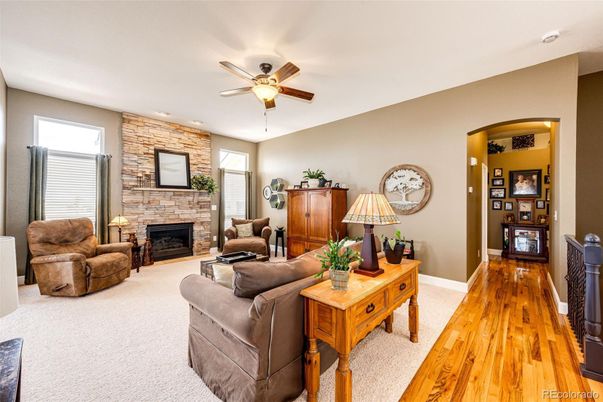 Fireplace, Interior, Living room, Stone Walls, Wood Texture Flooring