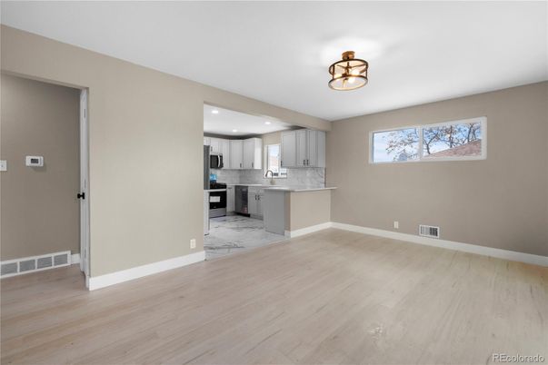 Interior, Kitchen, Recessed Lighting, Wood Texture Flooring