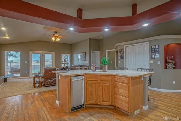 Interior, Kitchen, Recessed Lighting, Wood Texture Flooring