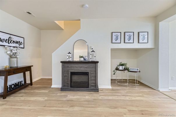 Fireplace, Interior, Wood Texture Flooring