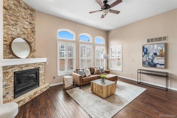 Fireplace, Interior, Living room, Stone Walls, Wood Texture Flooring