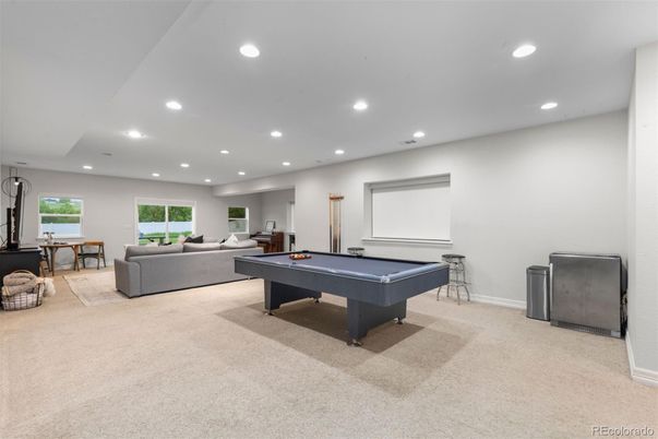 Billiard Table, Game Room, Interior, Living room, Projection Screen, Recessed Lighting