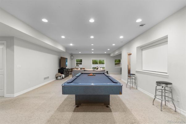 Billiard Table, Game Room, Interior, Recessed Lighting
