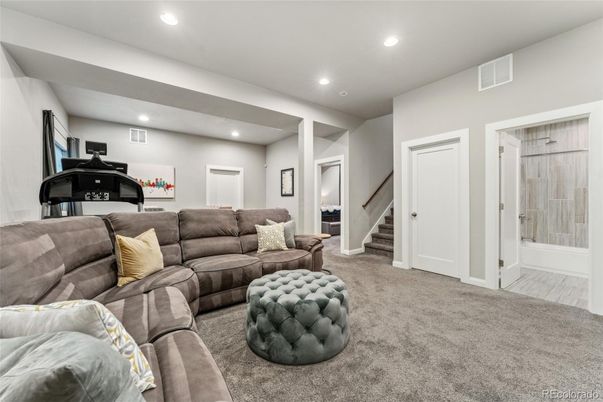 Interior, Living room, Recessed Lighting, Wood Texture Flooring
