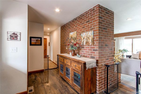 Interior, Recessed Lighting, Stone Walls, Wood Texture Flooring