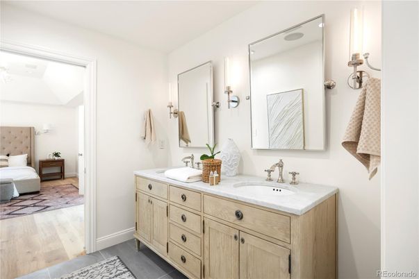 Bathroom, Bedroom, Dual Sink Vanities, Interior, Wood Texture Flooring