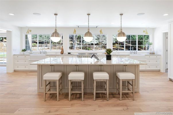 Interior, Kitchen, Pendant Lights, Recessed Lighting, Wood Texture Flooring
