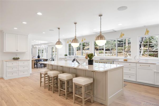 Interior, Kitchen, Pendant Lights, Recessed Lighting, Wood Texture Flooring