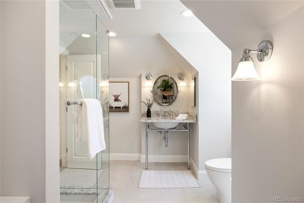 Bathroom, Glass Shower, Interior, Recessed Lighting