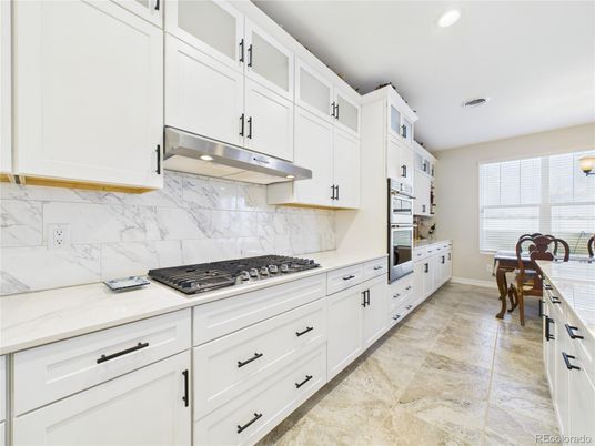 Dining room, Interior, Kitchen, Marble Walls, Recessed Lighting