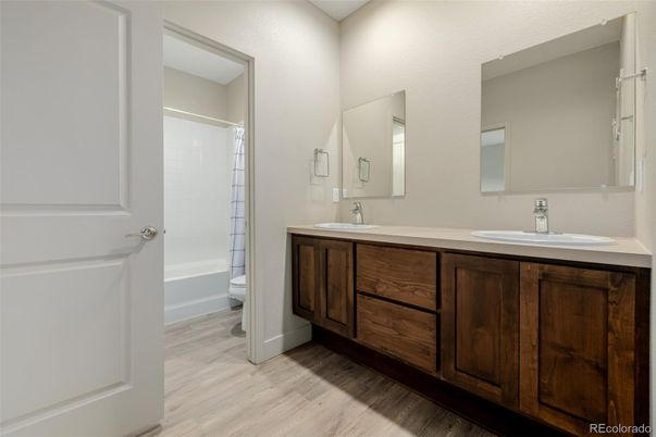 Bathroom, Dual Sink Vanities, Interior, Wood Texture Flooring