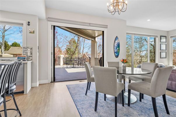 Chandelier, Dining room, Interior, Recessed Lighting, Wood Texture Flooring
